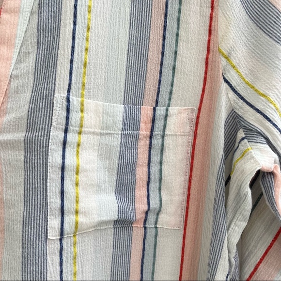 J.Crew Bow Swanzey Fiesta Stripe Button Up Top Brushed Gauzy Cotton L2051 - Picture 5 of 11